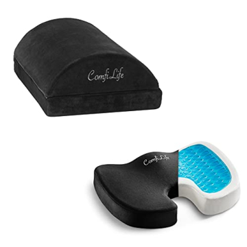 ComfiLife Gel Enhanced Seat Cushion & Foot Rest Bundle - Office Chair Cushion & Foot Rest for Under ...