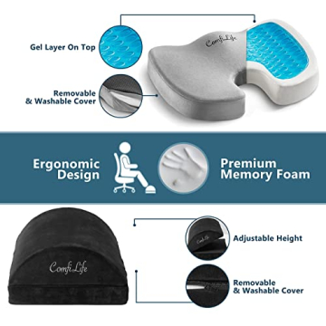 ComfiLife Seat Cushion & Foot Rest Bundle for Comfort