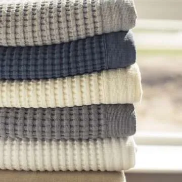 GILDEN TREE Waffle Hand Towels for Bathroom Quick Dry Large Luxury Hand Towels, Lint Free Super Absorbent Cotton Hand Towels, Hand Towels for Bathroom Set of 2, Modern Style (Cream)