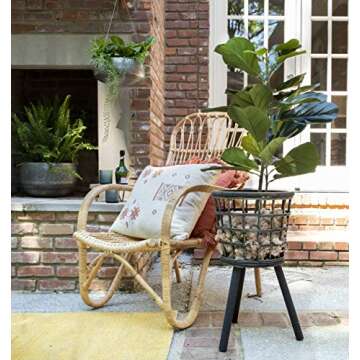 Creative Co-Op Potted Fiddle Fig Leaf Plant Faux Botanical, Green