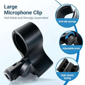 SLinBeiBy 2 Pcs Durable Microphone Clip, Adjustable Microphone Holder for Handheld and Large Diamete...