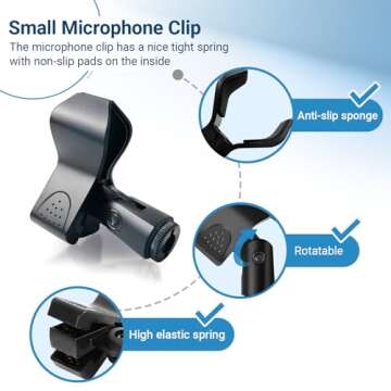 SLinBeiBy 2 Pcs Durable Microphone Clip, Adjustable Microphone Holder for Handheld and Large Diameter Microphones, Suitable for Stage, Church, and Studio