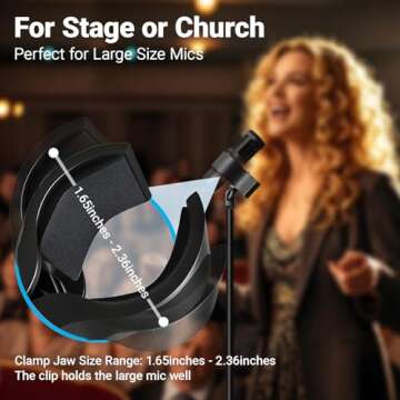 SLinBeiBy 2 Pcs Durable Microphone Clip, Adjustable Microphone Holder for Handheld and Large Diameter Microphones, Suitable for Stage, Church, and Studio