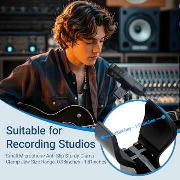SLinBeiBy 2 Pcs Durable Microphone Clip, Adjustable Microphone Holder for Handheld and Large Diameter Microphones, Suitable for Stage, Church, and Studio