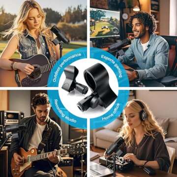 SLinBeiBy 2 Pcs Durable Microphone Clip, Adjustable Microphone Holder for Handheld and Large Diameter Microphones, Suitable for Stage, Church, and Studio