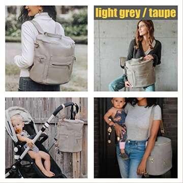 Diaper bag, Leather Diaper Bag Backpack by MF Store, Diaper Backpack with Laptop Sleeve,Changing Pad...