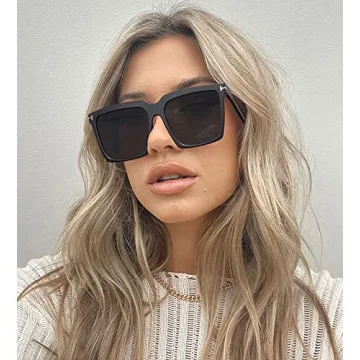 STORYCOAST Oversized Square Sunglasses Womens Retro Shades Luxury Big Sun Glasses UV400 Protection Black S510