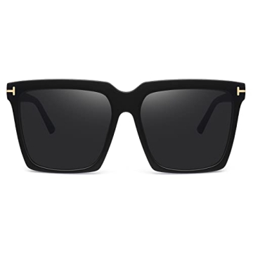 STORYCOAST Oversized Square Sunglasses Womens Retro Shades Luxury Big Sun Glasses UV400 Protection Black S510