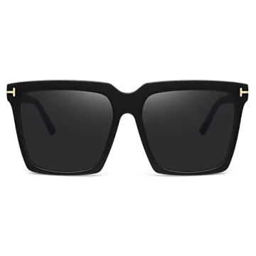 STORYCOAST Oversized Square Sunglasses Womens Retro Shades Luxury Big Sun Glasses UV400 Protection Black S510