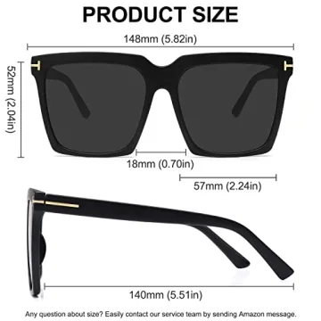 STORYCOAST Oversized Square Sunglasses Womens Retro Shades Luxury Big Sun Glasses UV400 Protection Black S510