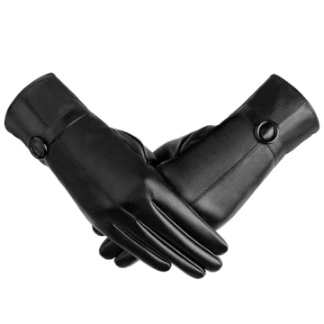 Elegant Touchscreen Leather Gloves for Women - Stylish Winter Warmth