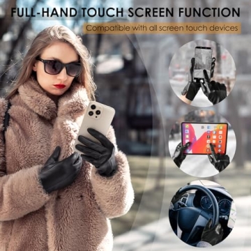 Chic Leather Gloves for Women - Touchscreen & Warm Winter Wear
