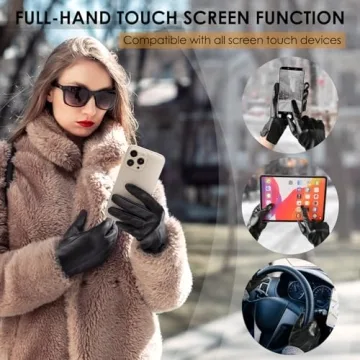 Chic Leather Gloves for Women - Touchscreen & Warm Winter Wear