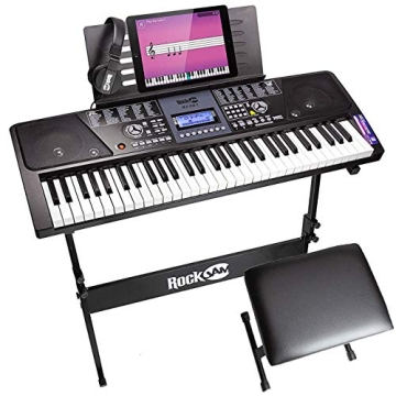 RockJam 61-Key Piano Kit with Stand and Headphones