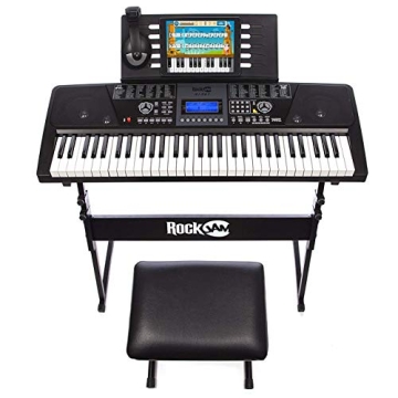 RockJam 61-Key Piano Kit with Stand and Headphones
