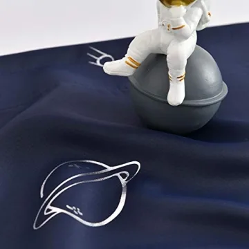 Vangao Kids Navy Blue Space Theme Blackout Curtains Set 2 Panels