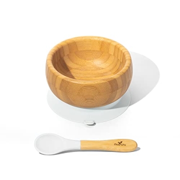 Avanchy Bamboo Baby Bowl with Spoon for Easy Feeding
