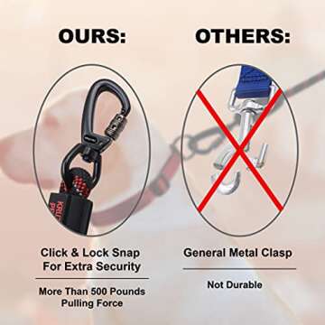 Kruz Reflective Dog Leash - KZROPE5048-02S - Soft Silicone Grip - Click & Lock Snap - Pet Walking, Running, Training - Heavy-Duty, Durable Rope - Security, Control and Comfort - Blue - 3/8" x 4 FT