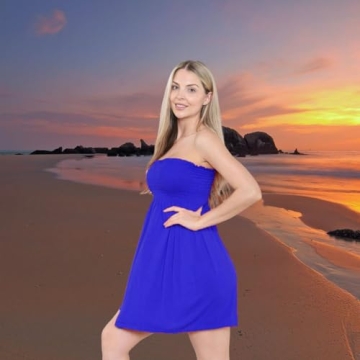 Loxdonz Women's Comfortable Tube Summer Dress Cover Up