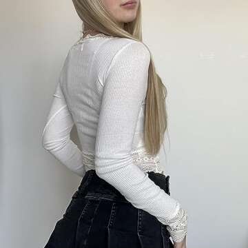 Trendy Y2k Long Sleeve Square Neck Fairy Grunge Top