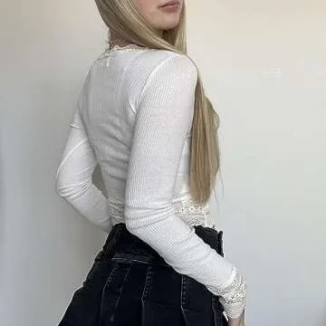 Trendy Y2k Long Sleeve Square Neck Fairy Grunge Top