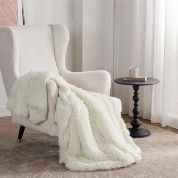 Bedsure Fuzzy Sherpa Faux Fur Twin Blanket Cream Cozy Gifts for Women Men, Soft Fleece Plush Warm Minky Thick Blanket Twin Size for Bed, Couch, Room Decor Dorm Essentials Cream Decor Gifts, 60x80