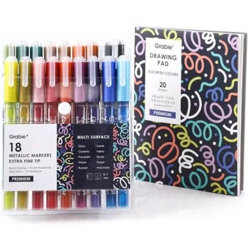 Grabie Acrylic Paint Pens, Acrylic Paint Markers, 18 Colors, 0.7 mm, Extra Fine Tip Paint Markers, Premium Paint Pens for Painting on Various Surface, Acrylic Paint Set, Art Supplies for Acrylic Paint