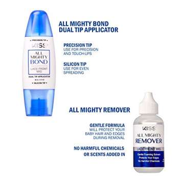 All Mighty Bond KISS Lace Front Wig Glue & Remover Set, Dual Tip Applicator, Instant Drying, Water R...