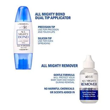 All Mighty Bond KISS Lace Front Wig Glue & Remover Set with Dual Tip Applicator for Instant Drying a...