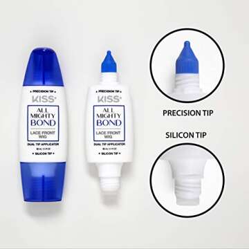 All Mighty Bond KISS Lace Front Wig Glue & Remover Set, Dual Tip Applicator, Instant Drying, Water Resistant, Strong Hold for Wigs, Frontals, Toupees, Safe for Sensitive Skin, Lace Front Wig Remover