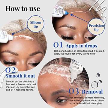 All Mighty Bond KISS Lace Front Wig Glue & Remover Set, Dual Tip Applicator, Instant Drying, Water Resistant, Strong Hold for Wigs, Frontals, Toupees, Safe for Sensitive Skin, Lace Front Wig Remover