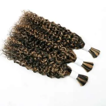 Liqusee Water Wave Curly 1B/30 Human Braiding Hair 100g One Bundle/Pack Bulk Human Hair for Braiding...