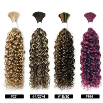 Liqusee Water Wave Curly 1B/30 Human Braiding Hair 100g One Bundle/Pack Bulk Human Hair for Braiding No Weft Micro Human Hair Braiding Hair Wet and Wave for Boho Braids (20 inch, Water Wave 1B/30)