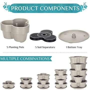 Amazing Creation Stackable Planter, Vertical Oasis Tiered Garden Planter, Grow Vegetables, Herbs, and Succulents with Ease