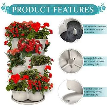 Amazing Creation Stackable Planter, Vertical Oasis Tiered Garden Planter, Grow Vegetables, Herbs, and Succulents with Ease
