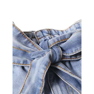 Sidefeel Women Paper Bag Waist Rolled Denim Jean Shorts XL Light Blue