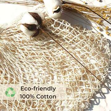 YIPLUS Cotton Mesh Produce Bag, 2 Pack Reusable Ecology Washable Organic Shopping Grocery Farmer Market Bags String Net Tote for Vegetables and Fruit with Long/Short Handle (Beige)