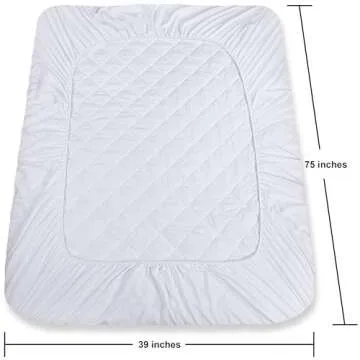Utopia Bedding Quilted Fitted Mattress Pad, Twin Size, Elastic Fitted Mattress Topper Protector and Cover Stretches up to 16 Inches Deep, Machine Washable (White)
