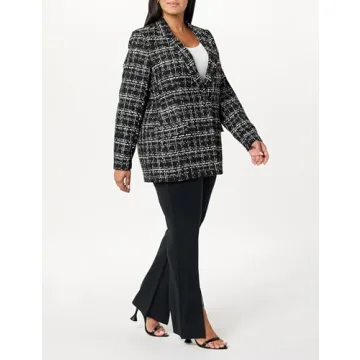 Stylish Blake Long Blazer for Women - Black Boucle Comfort