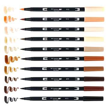Tombow 56170 Dual Brush Pen Art Markers, Portrait, 10-Pack. Blendable, Brush and Fine Tip Markers
