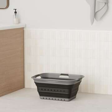 SAMMART 42L Collapsible Plastic Laundry Basket - Foldable Pop Up Storage Container/Organizer - Space...