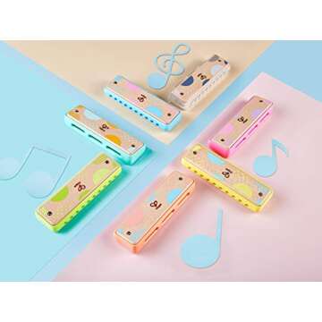 Hape Blues Harmonica | 10 Hole Wooden Musical Instrument Toy for Kids, Blue (E8915)
