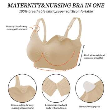 Nursing Bras for Breastfeeding 3 Pack Seamless Maternity Bras Pregnancy Sleep Bralette with Extra Br...