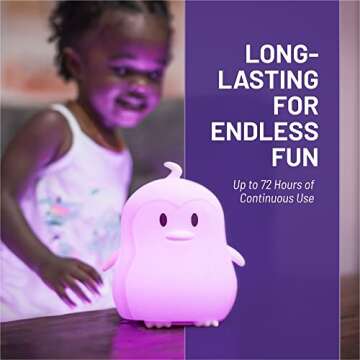 LumiPets Penguin Night Light for Kids - Color Changing Fun