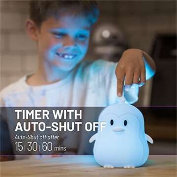 LumiPets Penguin Night Light for Kids - Color Changing Fun