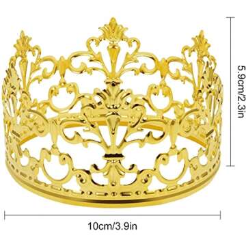 Vintage Gold Crown Cake Topper, Happy Birthday Cake Topper Party Decor, Baby shower Crown for Boys a...