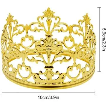 Vintage Gold Crown Cake Topper, Happy Birthday Cake Topper Party Decor, Baby shower Crown for Boys a...