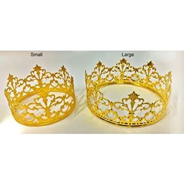 Vintage Gold Crown Cake Topper, Happy Birthday Cake Topper Party Decor, Baby shower Crown for Boys and Girls, Cake Decorations for Weddings, diameter 3.97-inch height 2.28-inch