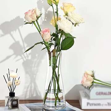 Aoderun Flower Vase for Decor 10" Clear Glass Vase for Centerpieces Large Vases for Flowers Dried Flower Home Decor Living Room Kitchen Office Wedding(Clear)
