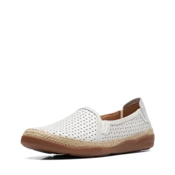 Clarks Women's Elaina Ruby Loafer - Stylish White Leather, Size 6.5 Wide